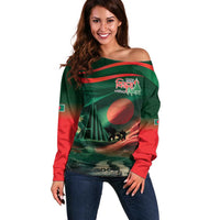 Bangladesh Victory Day Off Shoulder Sweater National Martyrs' Memorial - Wonder Print Shop