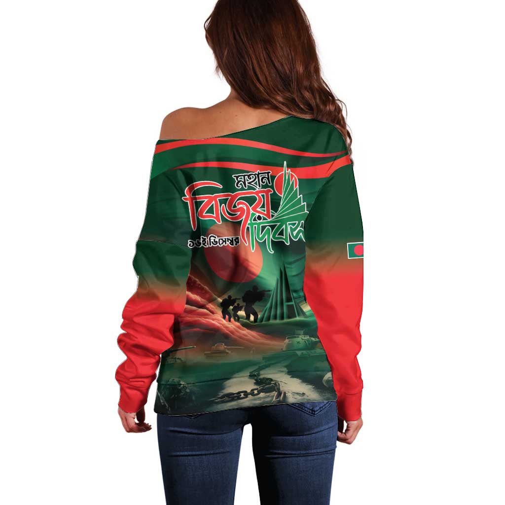 Bangladesh Victory Day Off Shoulder Sweater National Martyrs' Memorial - Wonder Print Shop