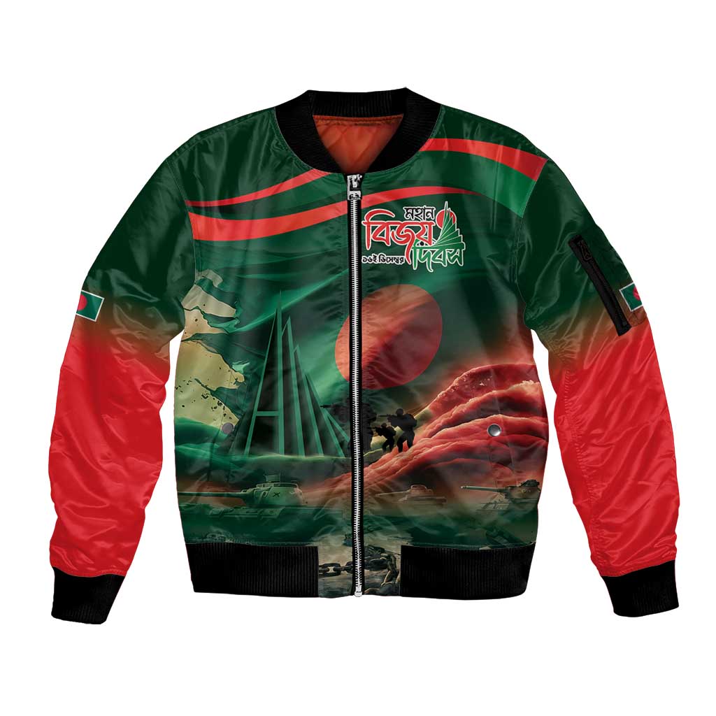 Bangladesh Victory Day Sleeve Zip Bomber Jacket National Martyrs' Memorial - Wonder Print Shop