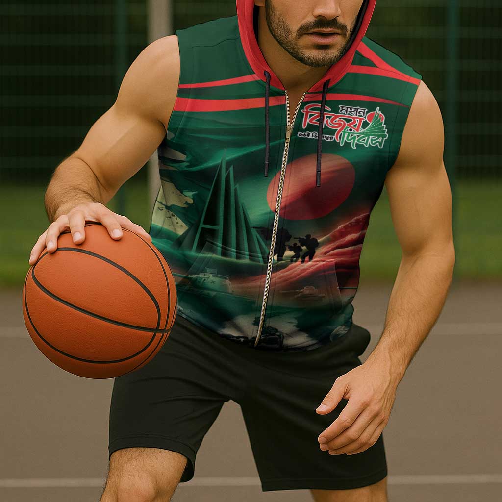 Bangladesh Victory Day Sleeveless Zip Hoodie National Martyrs' Memorial - Wonder Print Shop