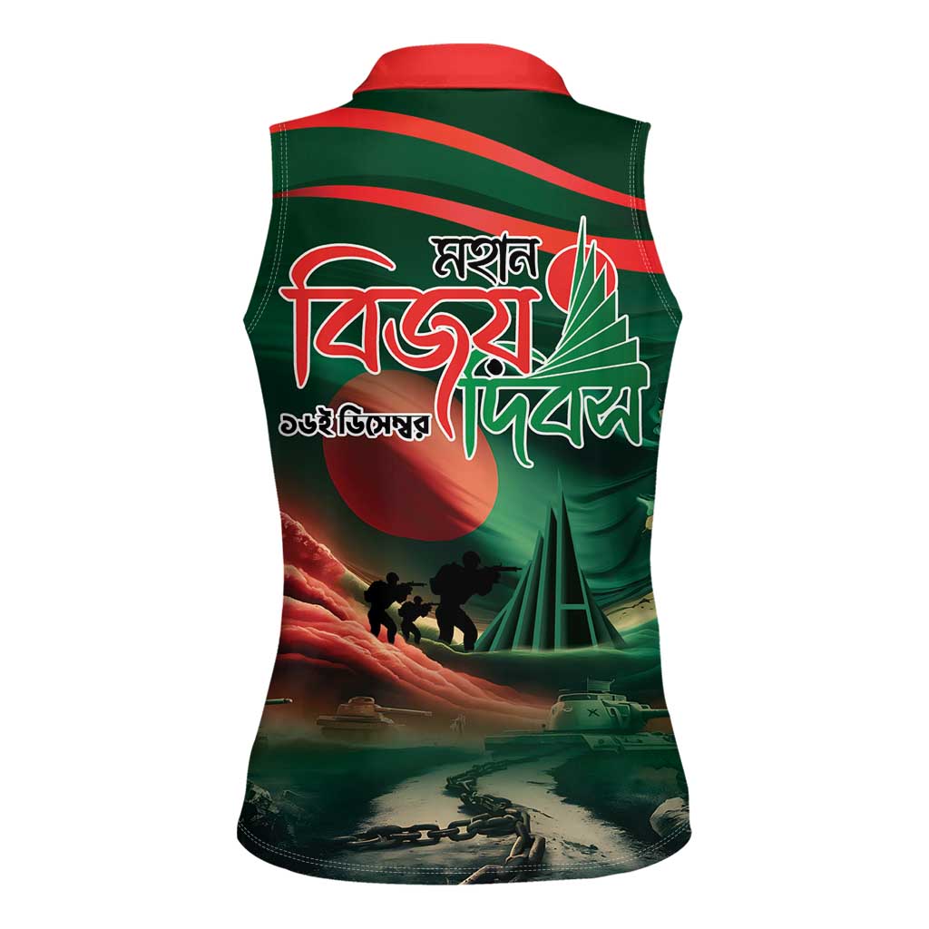 Bangladesh Victory Day Women Sleeveless Polo Shirt National Martyrs' Memorial - Wonder Print Shop