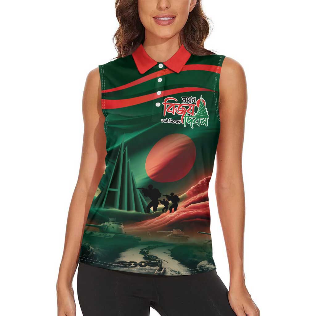 Bangladesh Victory Day Women Sleeveless Polo Shirt National Martyrs' Memorial - Wonder Print Shop