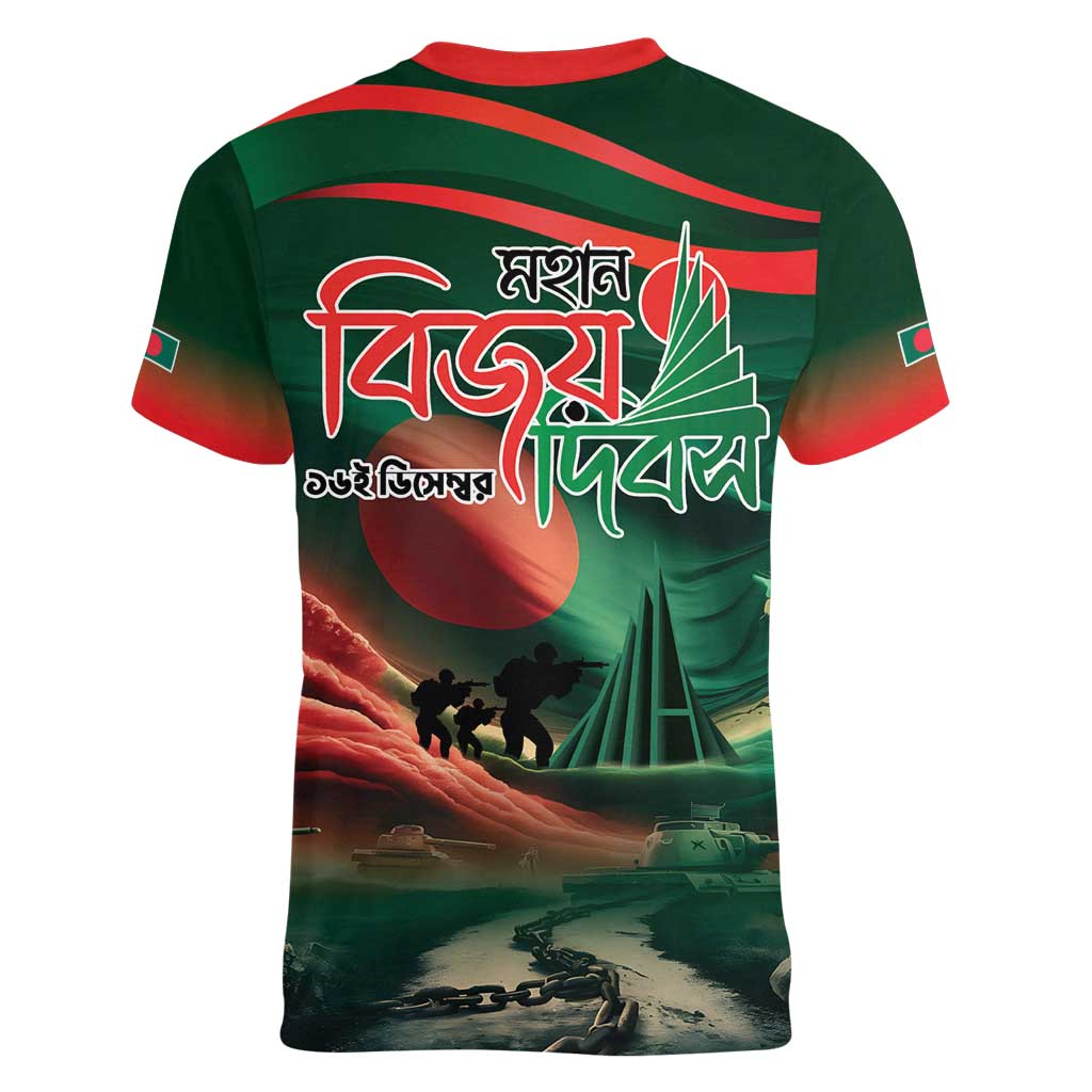 Bangladesh Victory Day Women V-Neck T-Shirt National Martyrs' Memorial - Wonder Print Shop