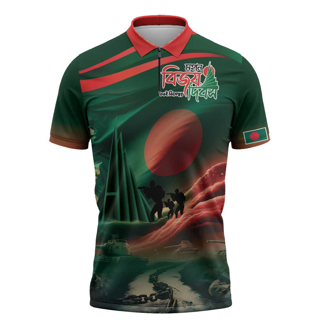 Bangladesh Victory Day Zipper Polo Shirt National Martyrs' Memorial - Wonder Print Shop