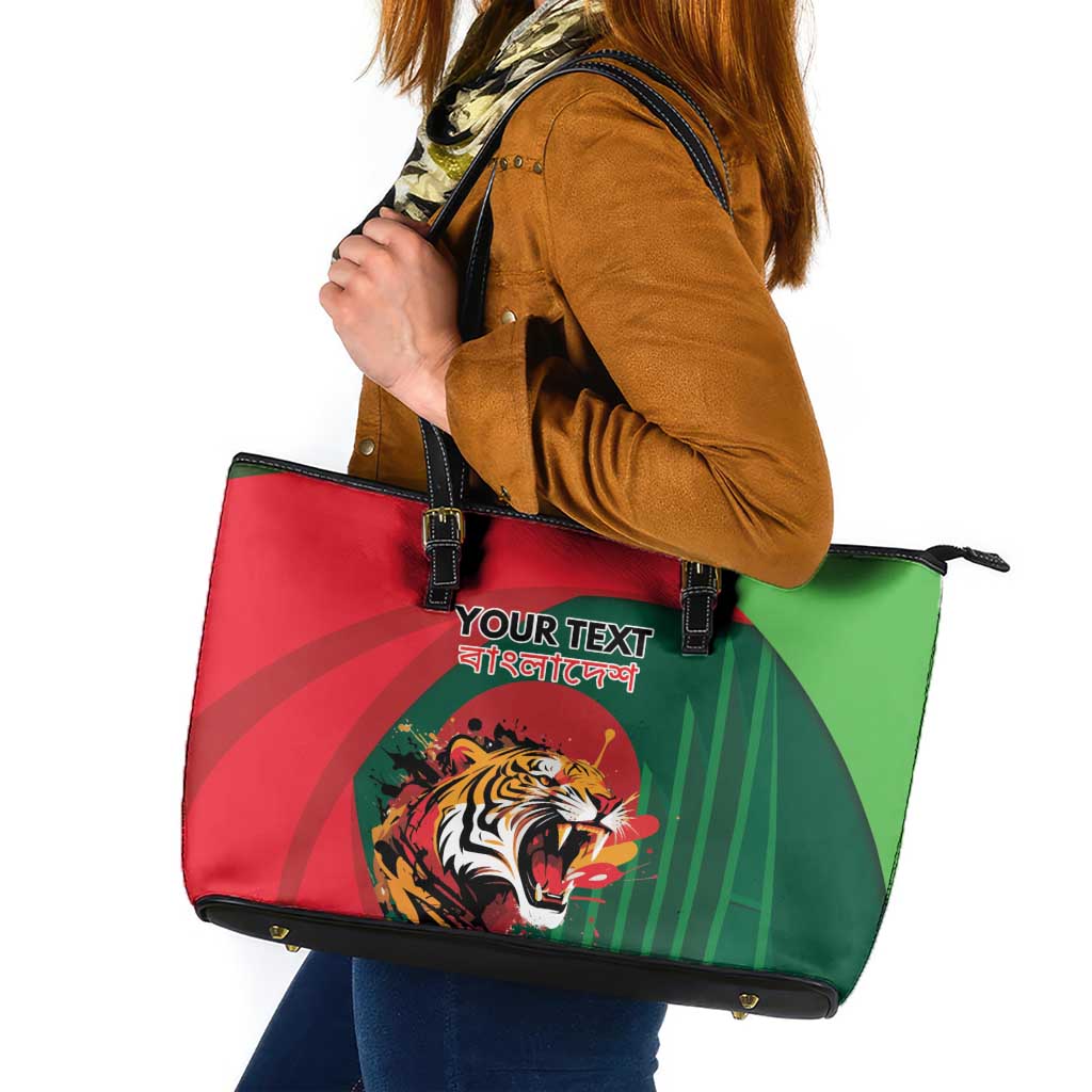Royal Bengal Tiger Bangladesh Personalized Leather Tote Bag - Wonder Print Shop