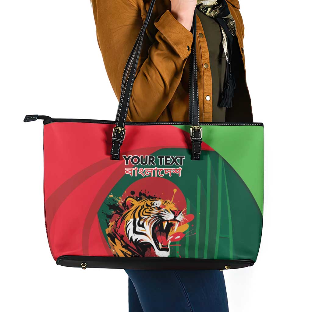 Royal Bengal Tiger Bangladesh Personalized Leather Tote Bag - Wonder Print Shop