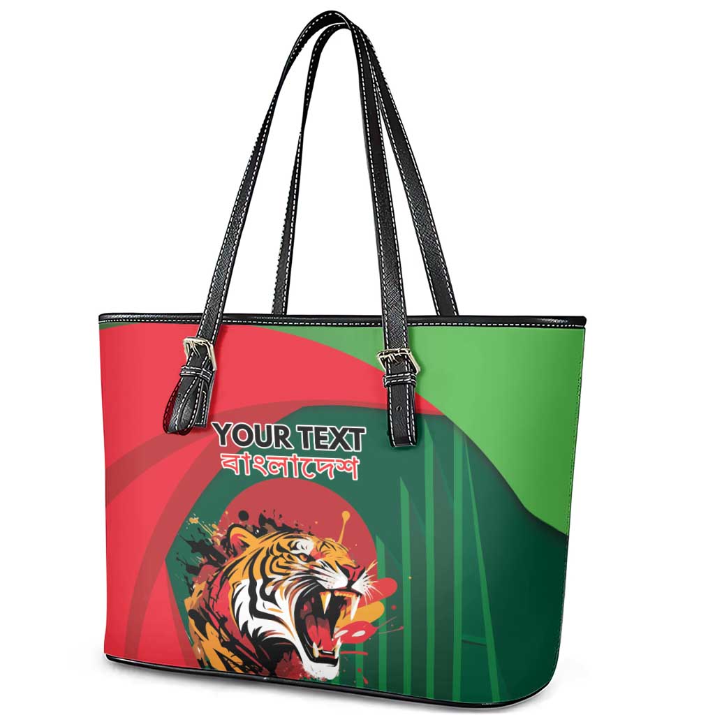Royal Bengal Tiger Bangladesh Personalized Leather Tote Bag - Wonder Print Shop