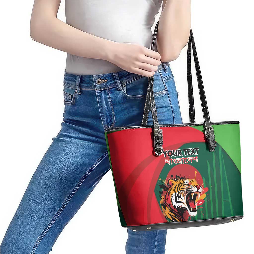 Royal Bengal Tiger Bangladesh Personalized Leather Tote Bag - Wonder Print Shop