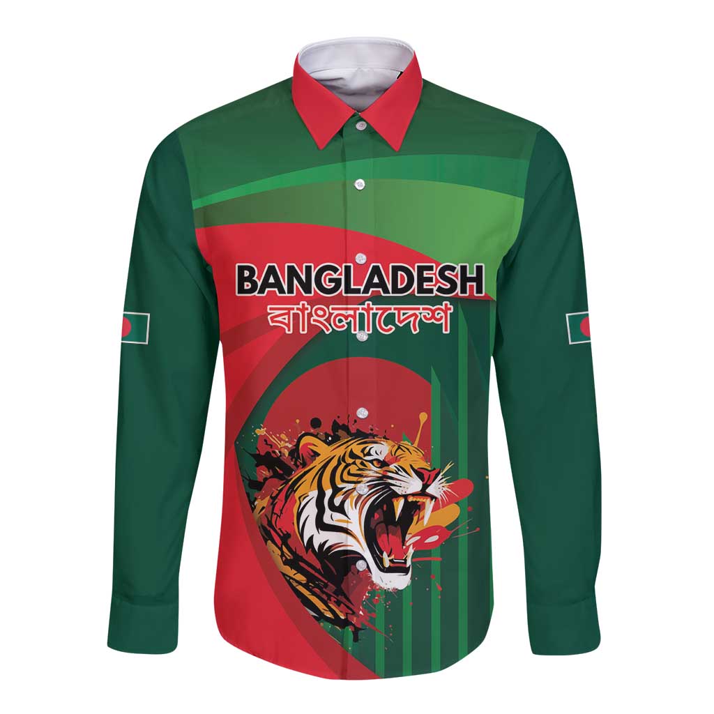 Royal Bengal Tiger Bangladesh Personalized Long Sleeve Button Shirt - Wonder Print Shop