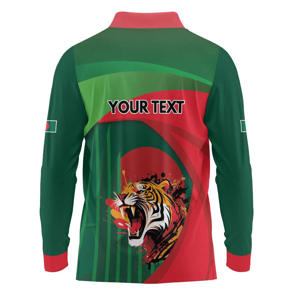 Royal Bengal Tiger Bangladesh Personalized Long Sleeve Polo Shirt - Wonder Print Shop