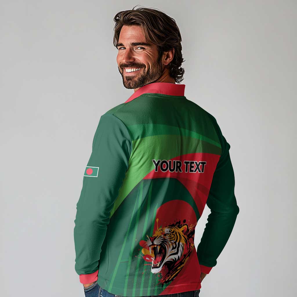 Royal Bengal Tiger Bangladesh Personalized Long Sleeve Polo Shirt - Wonder Print Shop