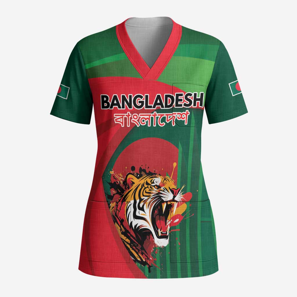 Royal Bengal Tiger Bangladesh Personalized Scrub Top - Wonder Print Shop