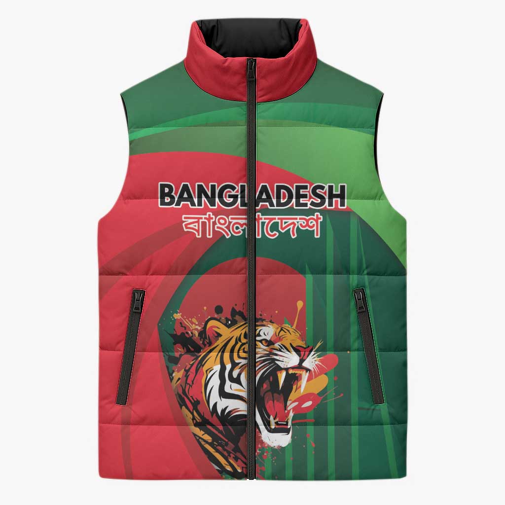 Royal Bengal Tiger Bangladesh Personalized Sleeveless Puffer Jacket - Wonder Print Shop