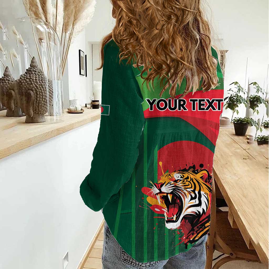 Royal Bengal Tiger Bangladesh Personalized Women Casual Shirt - Wonder Print Shop