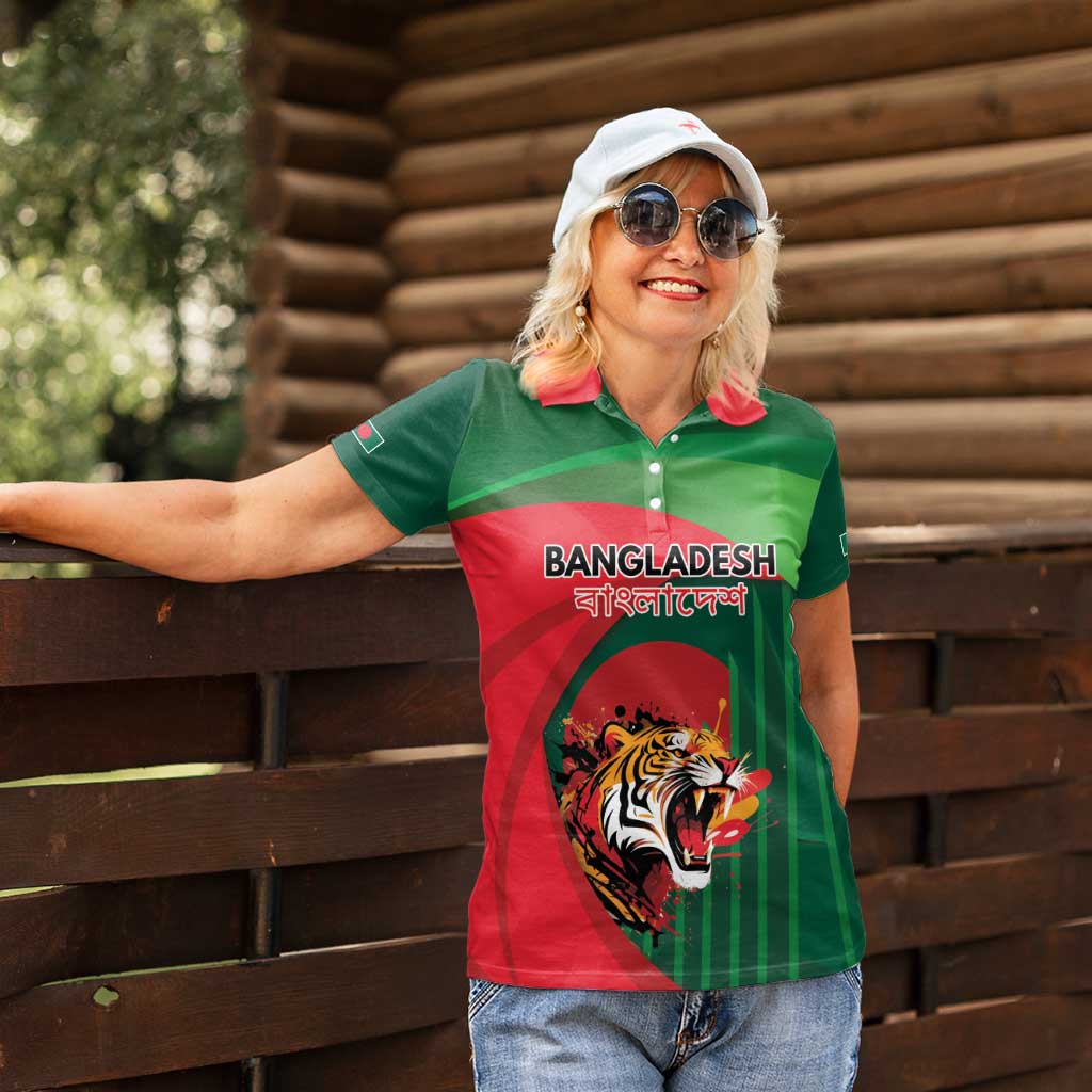 Royal Bengal Tiger Bangladesh Personalized Women Polo Shirt - Wonder Print Shop