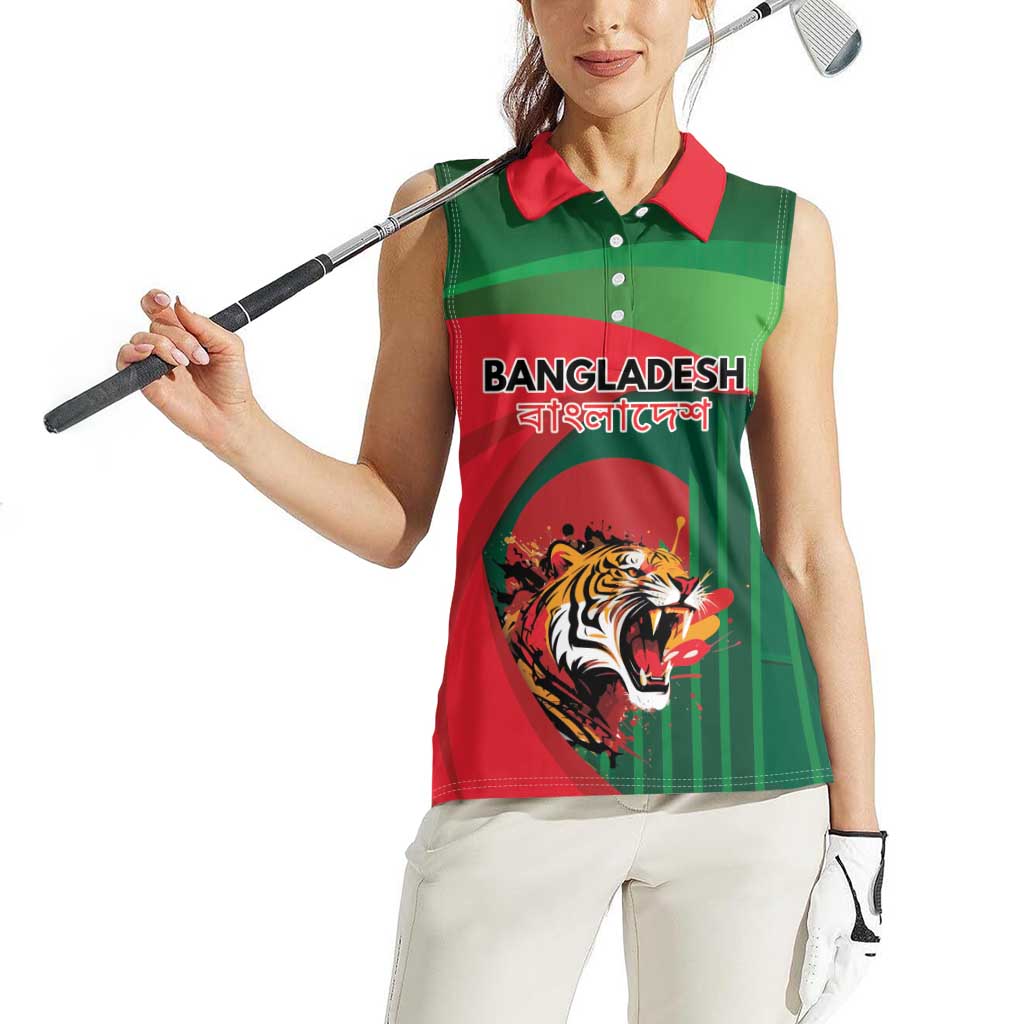 Royal Bengal Tiger Bangladesh Personalized Women Sleeveless Polo Shirt - Wonder Print Shop