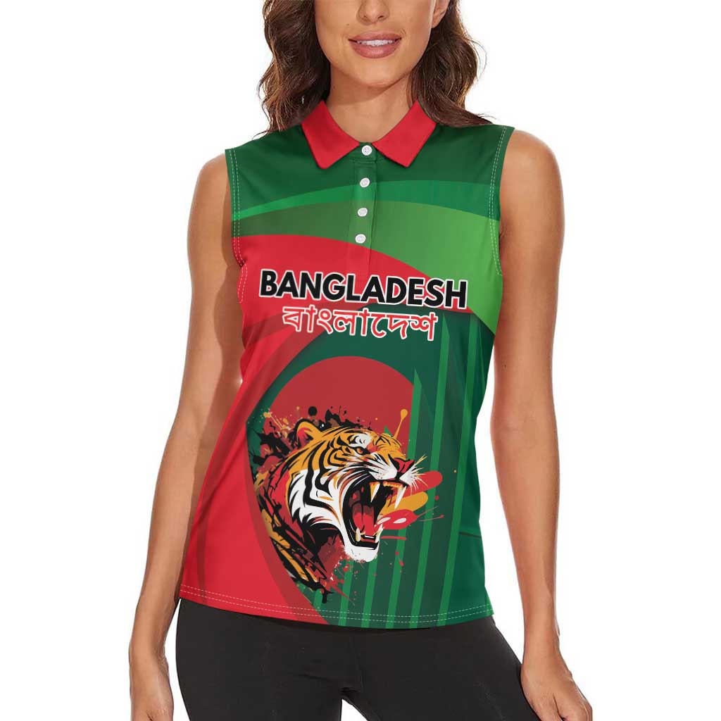 Royal Bengal Tiger Bangladesh Personalized Women Sleeveless Polo Shirt - Wonder Print Shop