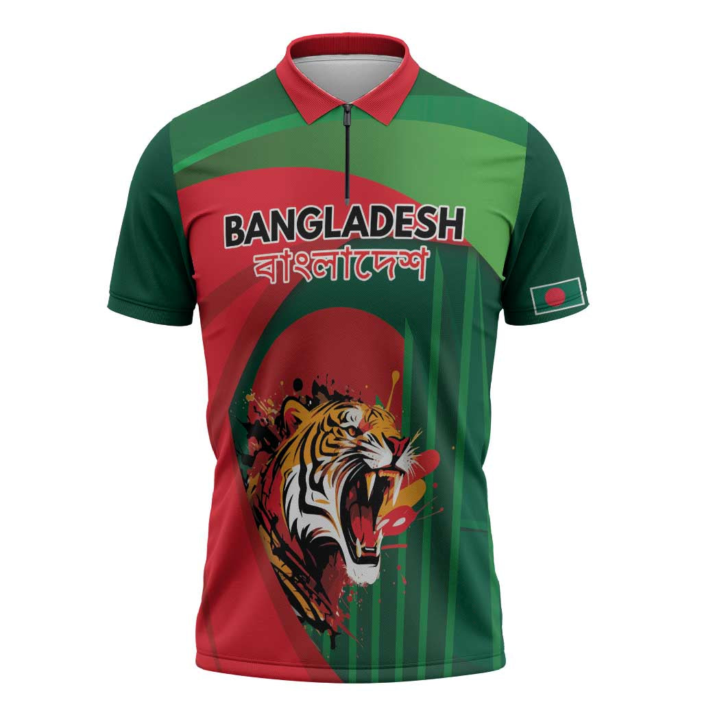 Royal Bengal Tiger Bangladesh Personalized Zipper Polo Shirt - Wonder Print Shop