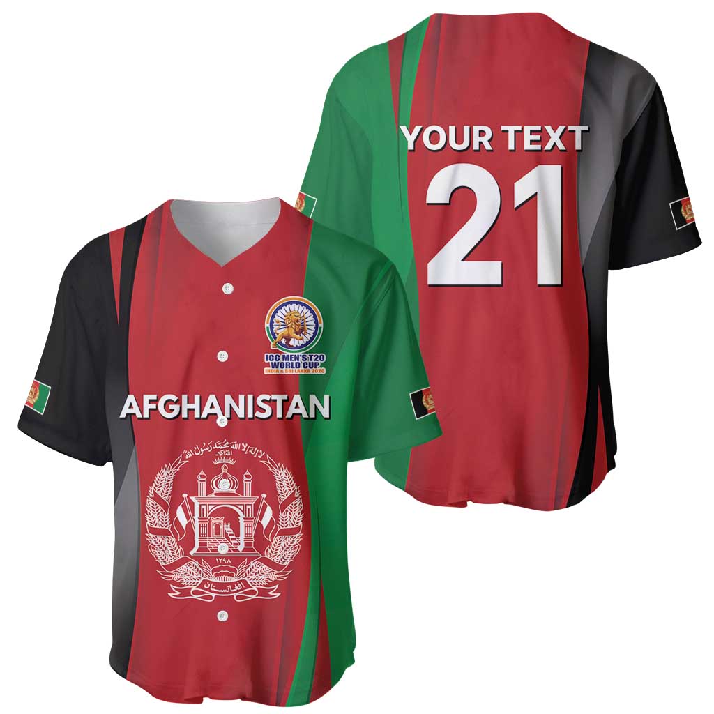 Custom Afghanistan Cricket Spirit 2026 Baseball Jersey World T20 Edition - Wonder Print Shop