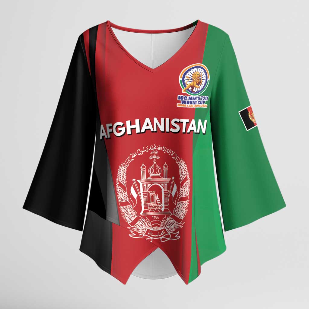 Custom Afghanistan Cricket Spirit 2026 Kimono Sleeve Blouse World T20 Edition - Wonder Print Shop