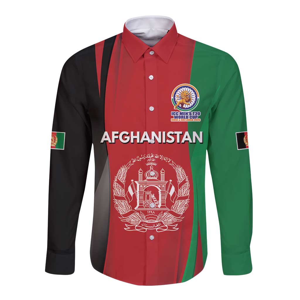 Custom Afghanistan Cricket Spirit 2026 Long Sleeve Button Shirt World T20 Edition - Wonder Print Shop