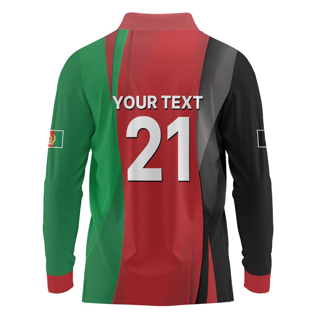 Custom Afghanistan Cricket Spirit 2026 Long Sleeve Polo Shirt World T20 Edition - Wonder Print Shop