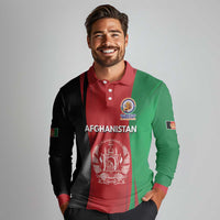 Custom Afghanistan Cricket Spirit 2026 Long Sleeve Polo Shirt World T20 Edition - Wonder Print Shop