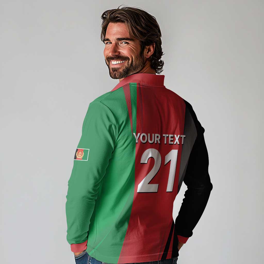 Custom Afghanistan Cricket Spirit 2026 Long Sleeve Polo Shirt World T20 Edition - Wonder Print Shop