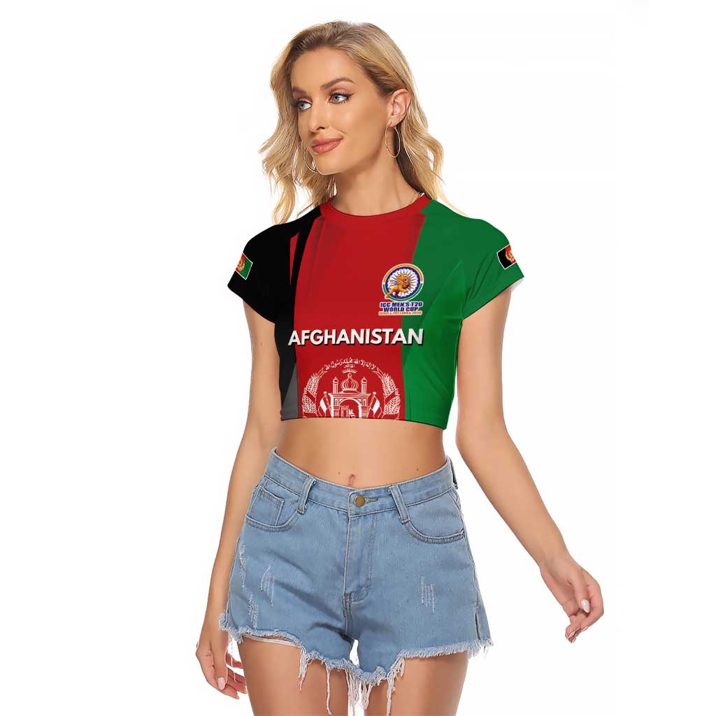 Custom Afghanistan Cricket Spirit 2026 Raglan Cropped T Shirt World T20 Edition - Wonder Print Shop
