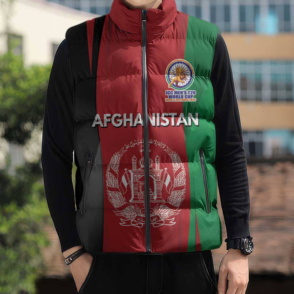 Custom Afghanistan Cricket Spirit 2026 Sleeveless Puffer Jacket World T20 Edition - Wonder Print Shop