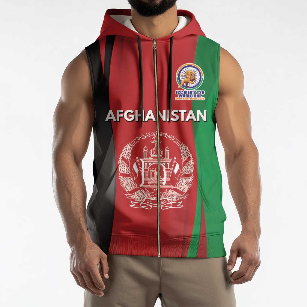 Custom Afghanistan Cricket Spirit 2026 Sleeveless Zip Hoodie World T20 Edition - Wonder Print Shop