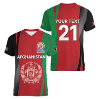 Custom Afghanistan Cricket Spirit 2026 Women V-Neck T-Shirt World T20 Edition - Wonder Print Shop