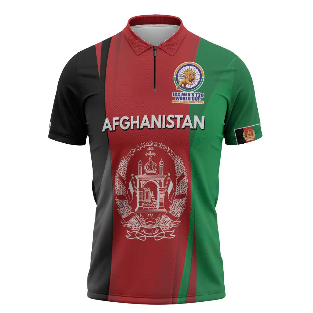 Custom Afghanistan Cricket Spirit 2026 Zipper Polo Shirt World T20 Edition - Wonder Print Shop