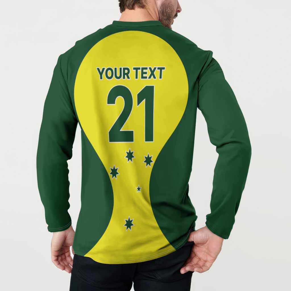 Custom Australia Cricket Spirit 2026 Button Sweatshirt World T20 Edition - Wonder Print Shop