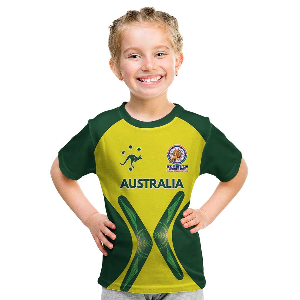 Custom Australia Cricket Spirit 2026 Kid T Shirt World T20 Edition - Wonder Print Shop