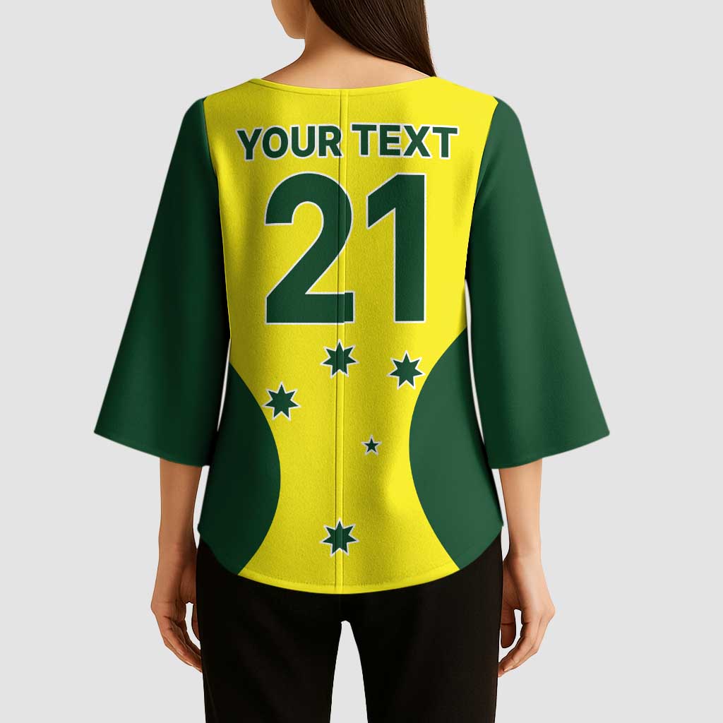 Custom Australia Cricket Spirit 2026 Kimono Sleeve Blouse World T20 Edition - Wonder Print Shop