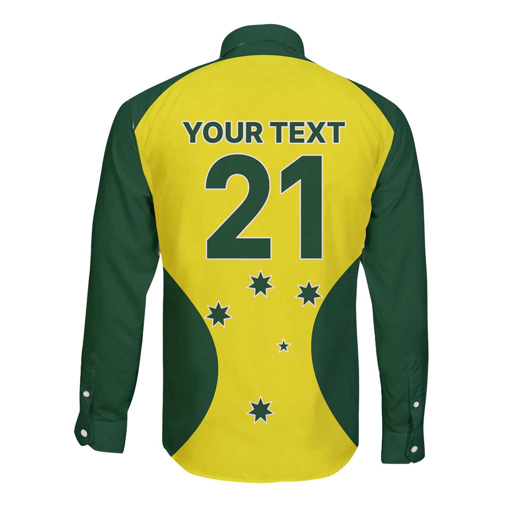 Custom Australia Cricket Spirit 2026 Long Sleeve Button Shirt World T20 Edition - Wonder Print Shop