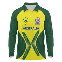 Custom Australia Cricket Spirit 2026 Long Sleeve Polo Shirt World T20 Edition - Wonder Print Shop