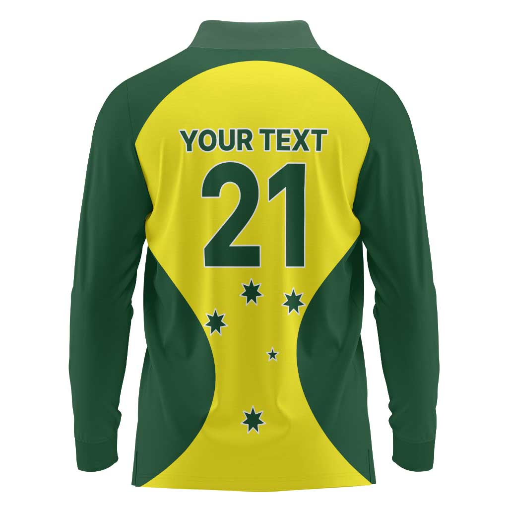 Custom Australia Cricket Spirit 2026 Long Sleeve Polo Shirt World T20 Edition - Wonder Print Shop