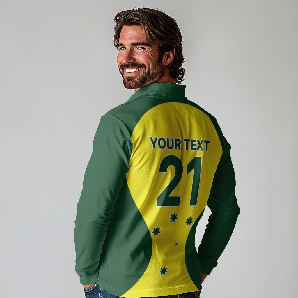 Custom Australia Cricket Spirit 2026 Long Sleeve Polo Shirt World T20 Edition - Wonder Print Shop