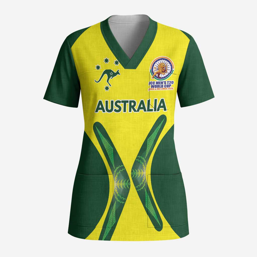Custom Australia Cricket Spirit 2026 Scrub Top World T20 Edition - Wonder Print Shop