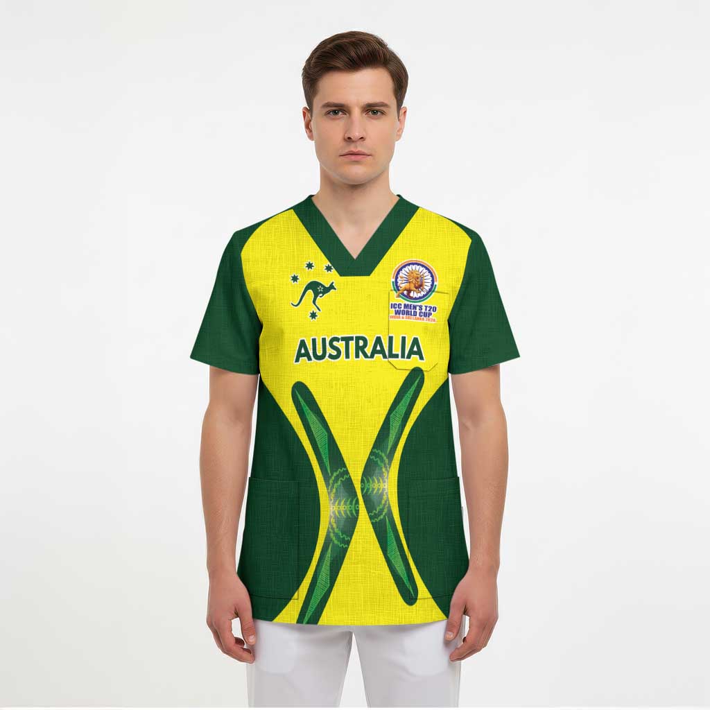 Custom Australia Cricket Spirit 2026 Scrub Top World T20 Edition - Wonder Print Shop