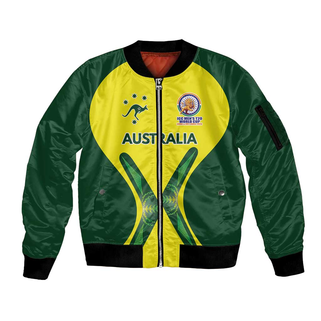 Custom Australia Cricket Spirit 2026 Sleeve Zip Bomber Jacket World T20 Edition - Wonder Print Shop