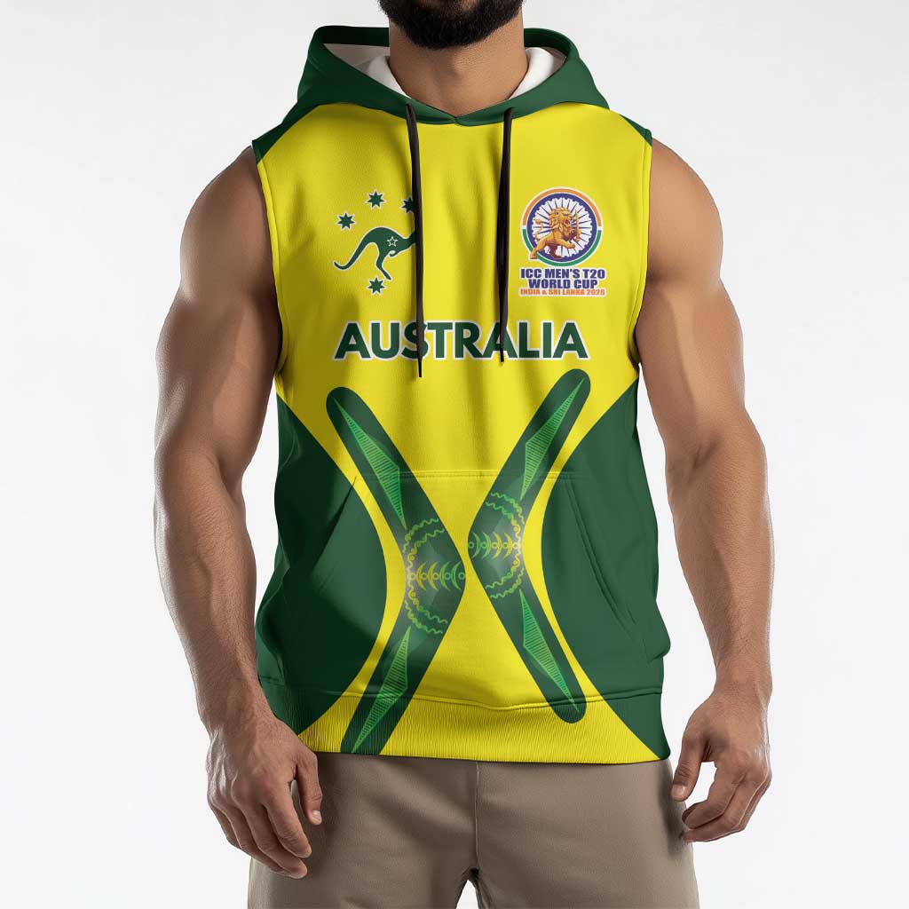 Custom Australia Cricket Spirit 2026 Sleeveless Hoodie World T20 Edition - Wonder Print Shop