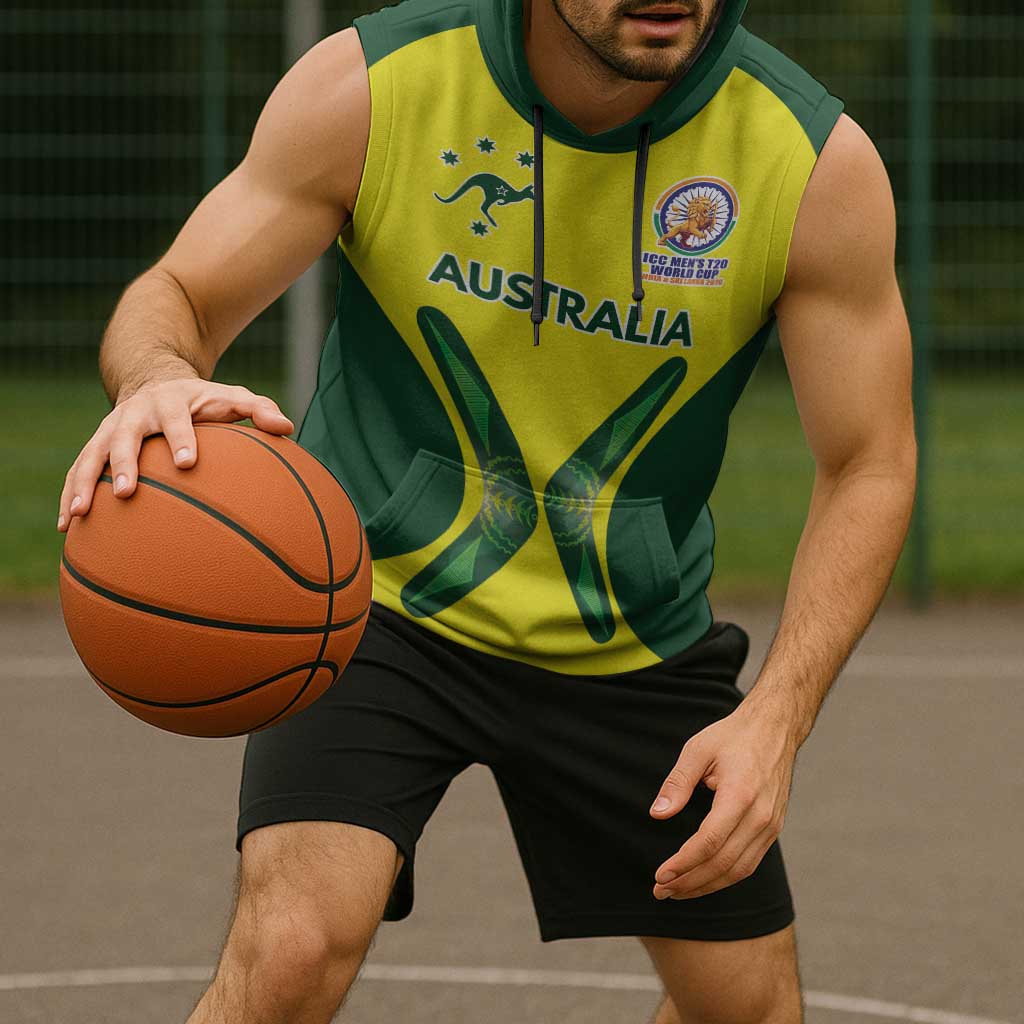 Custom Australia Cricket Spirit 2026 Sleeveless Hoodie World T20 Edition - Wonder Print Shop