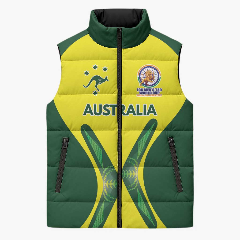 Custom Australia Cricket Spirit 2026 Sleeveless Puffer Jacket World T20 Edition - Wonder Print Shop
