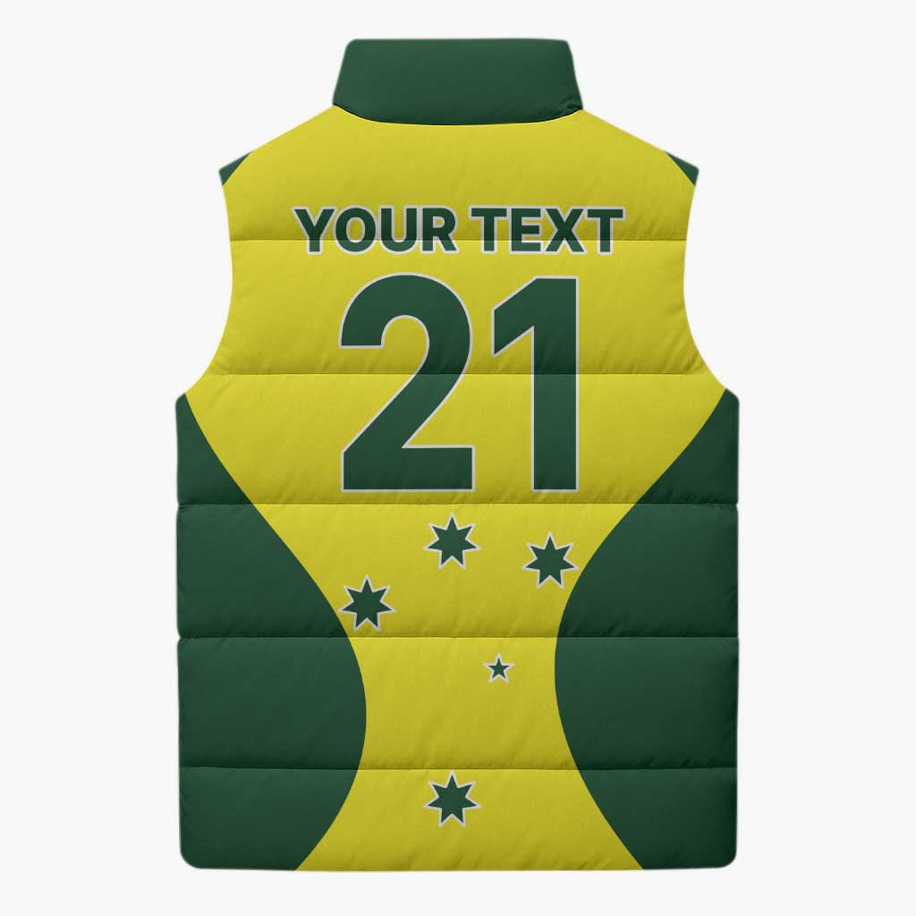 Custom Australia Cricket Spirit 2026 Sleeveless Puffer Jacket World T20 Edition - Wonder Print Shop