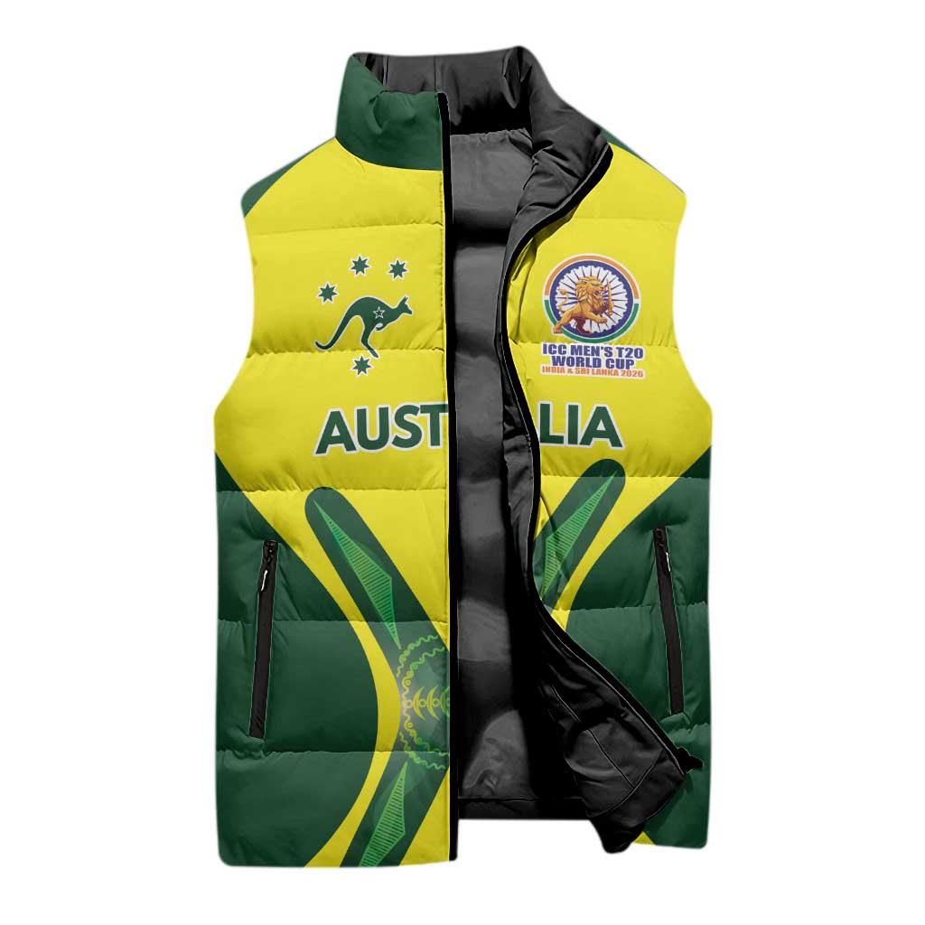 Custom Australia Cricket Spirit 2026 Sleeveless Puffer Jacket World T20 Edition - Wonder Print Shop