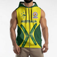 Custom Australia Cricket Spirit 2026 Sleeveless Zip Hoodie World T20 Edition - Wonder Print Shop