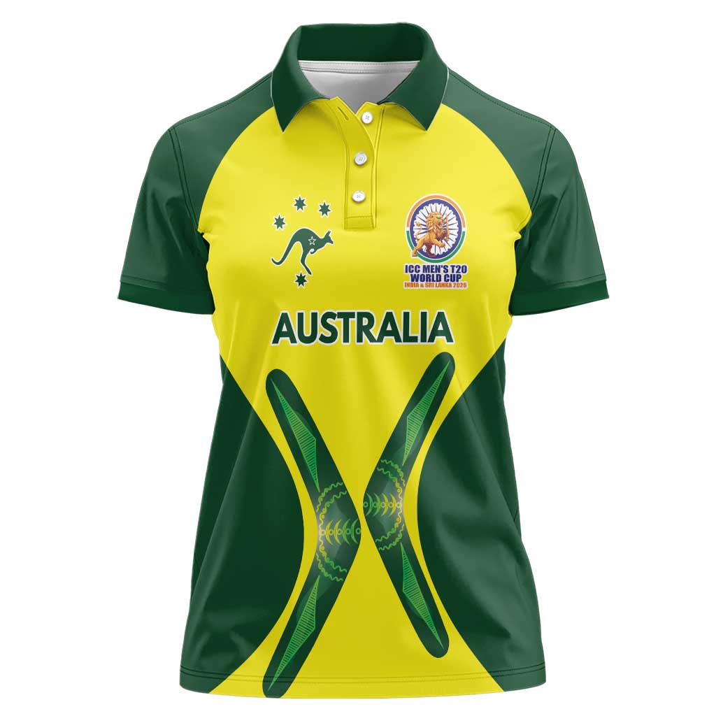 Custom Australia Cricket Spirit 2026 Women Polo Shirt World T20 Edition - Wonder Print Shop